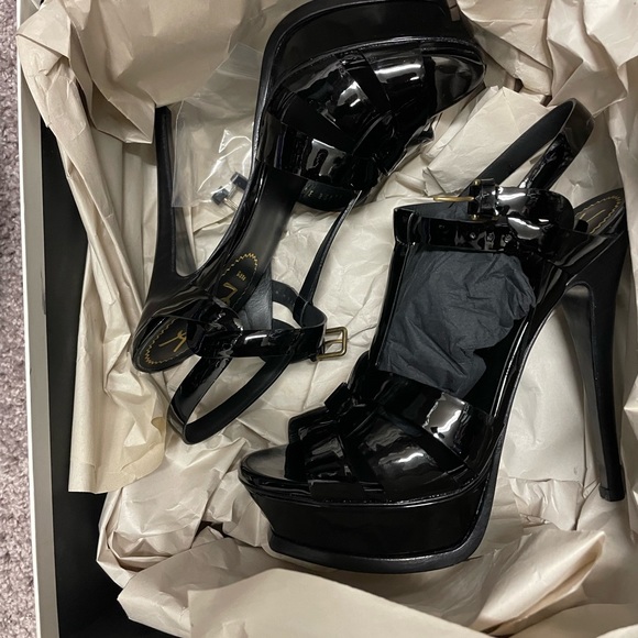 Saint Laurent Tribute Patent High Heel Platform Sandals Black. New with box. - Picture 8 of 10